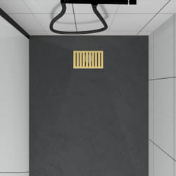 Aurlane - Grille rainurée en inox Or Doré Brossé pour receveur - 20.15x12.3x0.55cm - rock 2 grid line