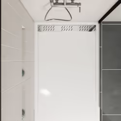 Receveur en acrylique Blanc 90x140x5 cm - Grille Linéaire Chrome - whiteness ii