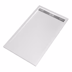 Receveur en acrylique Blanc 90x140x5 cm - Grille Linéaire Chrome - whiteness ii