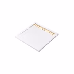 Receveur en acrylique Blanc Effet Pierre 80x80x4 cm + Grilles Linéaires Chrome et Or Brossé - moon