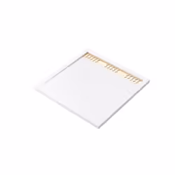 Receveur en acrylique Blanc Effet Pierre 90x90x4 cm + Grilles Linéaires Chrome et Or Brossé - moon