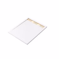 Receveur en acrylique Blanc Effet Pierre 80x100x4 cm + Grilles Linéaires Chrome et Or Brossé - MOON