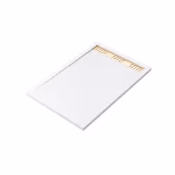 Receveur en acrylique Blanc Effet Pierre 80x120x4 cm + Grilles Linéaires Chrome et Or Brossé - moon