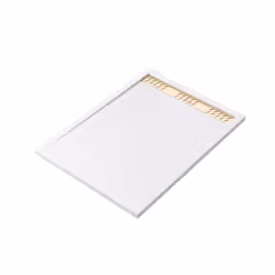 Receveur en acrylique Blanc Effet Pierre 90x120x4 cm + Grilles Linéaires Chrome et Or Brossé - moon