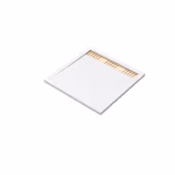 Receveur en acrylique Blanc 80x80x4 cm + Grilles Linéaires Chrome et Or Brossé - WHITENESS II