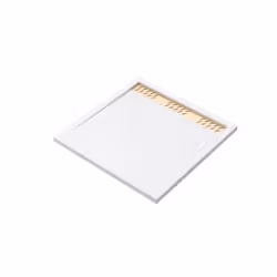 Receveur en acrylique Blanc 90x90x4 cm + Grilles Linéaires Chrome et Or Brossé - whiteness ii