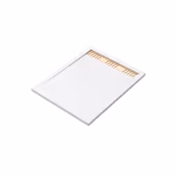 Receveur en acrylique Blanc 80x100x4 cm + Grilles Linéaires Chrome et Or Brossé - whiteness ii
