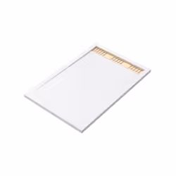 Receveur en acrylique Blanc 80x120x4 cm + Grilles Linéaires Chrome et Or Brossé - whiteness ii