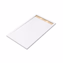 Receveur en acrylique Blanc 80x140x5 cm + Grilles Linéaires Chrome et Or Brossé - whiteness ii