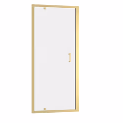 Porte de douche Pivotante 90x200cm - Profilés Or Doré Brossé - Verre Trempé 6mm - GOLDY CRUSH