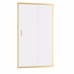 Porte de douche Coulissante 120x200cm - Profilés Or Doré Brossé - Verre Trempé 6mm - GOLDY CRUSH