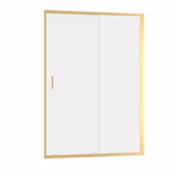 Porte de douche Coulissante 140x200cm - Profilés Or Doré Brossé - Verre Trempé 6mm - goldy crush