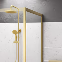 Paroi de retour 80x200cm - Profilés Or Doré Brossé - Verre Trempé 6mm - GOLDY CRUSH