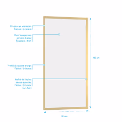 Paroi de retour 90x200cm - Profilés Or Doré Brossé - Verre Trempé 6mm - GOLDY CRUSH - Vue supplémentaire 4