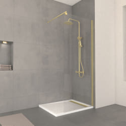 Aurlane - Pack Paroi de Douche 80x200cm Verre Transparent - Barre de Fixation Extensible et Profil Or Brossé
