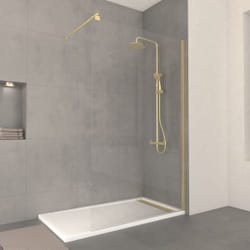 Pack Paroi de Douche 120x200cm Verre Transparent - Barre de Fixation Extensible et Profil Or Brossé