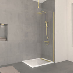 Aurlane - Paroi de Douche 80x200cm Verre 8mm - Profilé + Barre Plafond Finition Or Brossé - freedom 2 gold