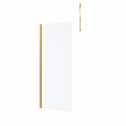 Aurlane - Paroi de Douche 80x200cm Verre 8mm - Profilé + Barre Plafond Finition Or Brossé - freedom 2 gold