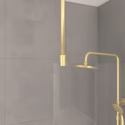 Aurlane - Paroi de Douche 140x200cm Verre 8mm - Profilé + Barre Plafond Finition Or Brossé - freedom 2 gold