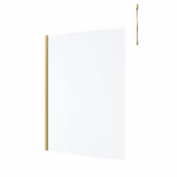 Aurlane - Paroi de Douche 140x200cm Verre 8mm - Profilé + Barre Plafond Finition Or Brossé - freedom 2 gold