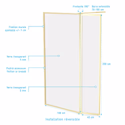 Paroi de Douche avec Volet Pivotant 100+40x200 cm - Finition Or Doré Brossé - GOLDY CONTOURING - Vue supplémentaire 4