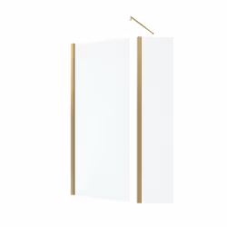 Pack Paroi de Douche et Volet Pivotant 80+40x200 cm - Profilé + Barre de Fixation Or Doré Brossé