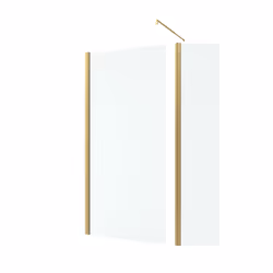 Pack Paroi de Douche et Volet Pivotant 90+40x200 cm - Profilé + Barre de Fixation Or Doré Brossé