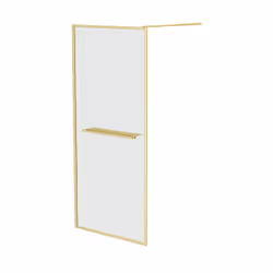 Paroi de Douche Or Doré Brossé 90x200cm - Porte-serviette et étagère - goldy contouring shelf