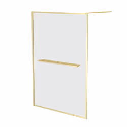 Paroi de Douche Or Doré Brossé 140x200cm - Porte-serviette et étagère - goldy contouring shelf