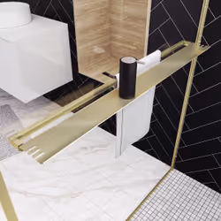 Paroi de Douche Or Doré Brossé 140x200cm - Porte-serviette et étagère - goldy contouring shelf - Vue supplémentaire 5