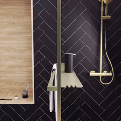 Paroi de Douche Or Doré Brossé 140x200cm - Porte-serviette et étagère - goldy contouring shelf - Vue supplémentaire 6