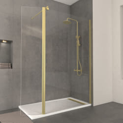 Aurlane - Pack Paroi de Douche et Volet Pivotant 120+40x200 cm - Profilé + Barre de Fixation Or Doré Brossé
