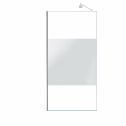 Pack Paroi de Douche Dépolie 100x200cm + Barre de fixation extensible - Verre 8mm - Finition Chrome