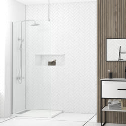 Paroi de Douche 90x200cm Verre Transparent - Profilé + Barre Plafond Finition Chrome - freedom 2
