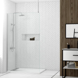 Aurlane - Paroi de Douche 120x200cm Verre Transparent - Profilé + Barre Plafond Finition Chrome - freedom 2
