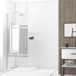 Aurlane - Paroi de Douche 80x200cm Miroir - Profilé + Barre Plafond Finition Chrome - freedom 2 mirror