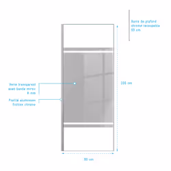 Aurlane - Paroi de Douche 80x200cm Miroir - Profilé + Barre Plafond Finition Chrome - freedom 2 mirror - Vue supplémentaire 4