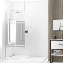 Paroi de Douche 90x200cm Miroir - Profilé + Barre Plafond Finition Chrome - freedom 2 mirror