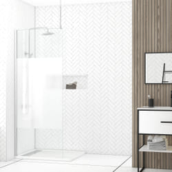 Paroi de Douche 80x200cm Dépolie - Profilé + Barre Plafond Finition Chrome - freedom 2 frosted