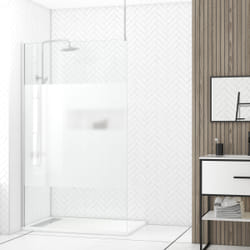 Paroi de Douche 120x200cm Dépolie - Profilé + Barre Plafond Finition Chrome - freedom 2 frosted