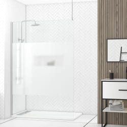 Paroi de Douche 140x200cm Dépolie - Profilé + Barre Plafond Finition Chrome - freedom 2 frosted