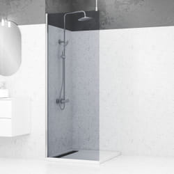 Aurlane - Paroi de Douche 80x200cm Verre Fumé - Profilé + Barre Plafond Finition Chrome - freedom 2 smoked