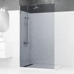 Aurlane - Paroi de Douche 120x200cm Verre Fumé - Profilé + Barre Plafond Finition Chrome - freedom 2 smoked