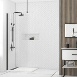 Aurlane - Paroi de Douche 80x200cm Verre Transparent - Profilé + Barre Plafond Noire - freedom 2 black