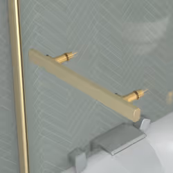 Pare-baignoire Rabattable avec porte-serviette 70x120 cm - Profilé Or Brossé - Verre 4 mm