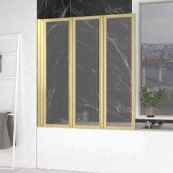 Pare-baignoire Pivotant 3 Volets Or Brossé - 125x143 cm - Verre Trempé 4 mm - zaggy gold