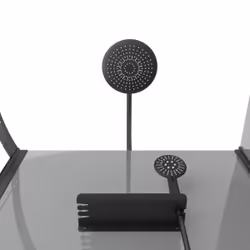 Cabine de douche 1/4 de cercle 90x90x207/222 cm - Receveur bas - Fonds Gris Profilés Noir Mat - foggy low