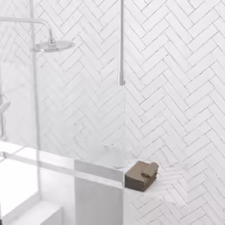Paroi de Douche 100x200cm Miroir - Profilé + Barre Plafond Finition Chrome - freedom 2 mirror