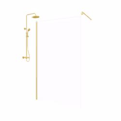 Aurlane - Paroi de Douche 120x200cm - Profilé + Bras extensible + Colonne de douche Thermostatique Or Brossé