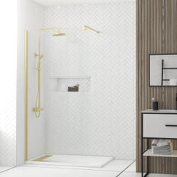 Aurlane - Pack Paroi de Douche 100x200cm Verre Transparent - Barre de Fixation Extensible et Profil Or Brossé